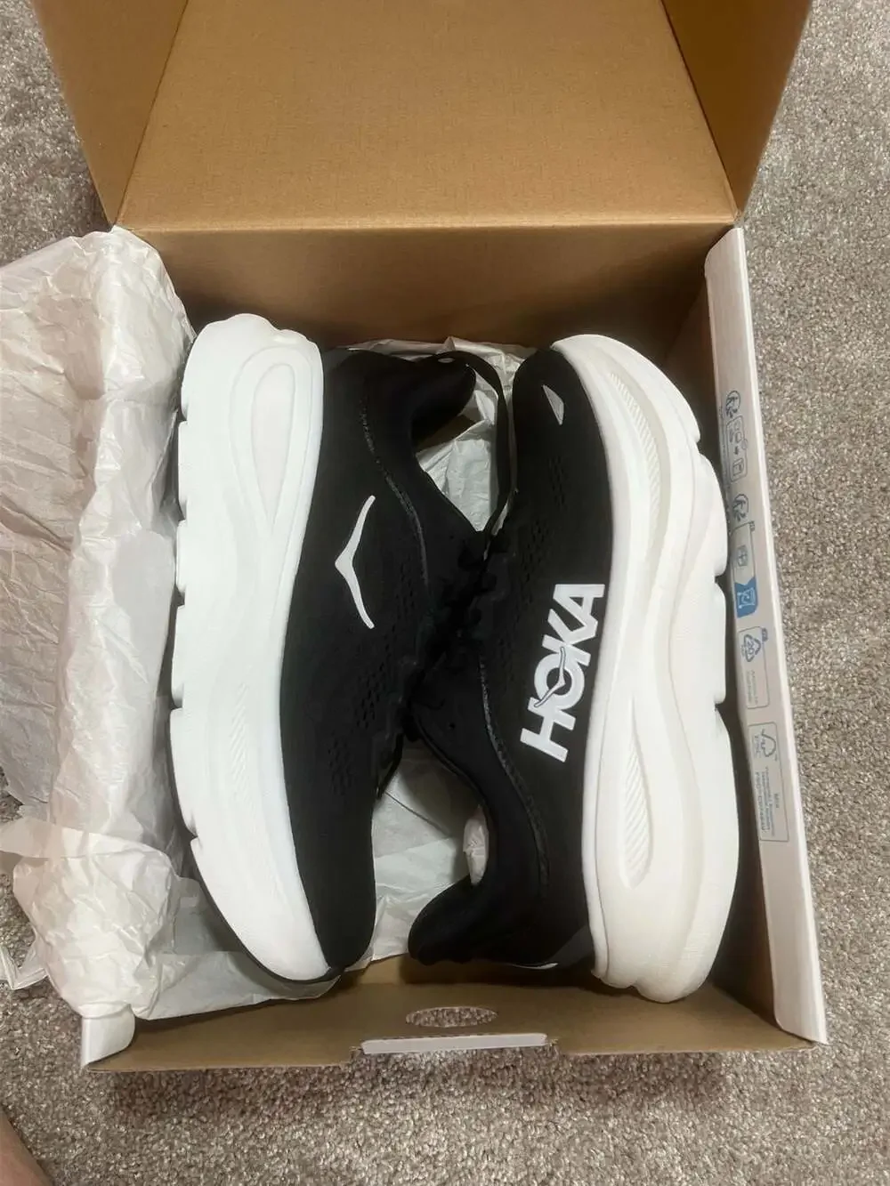 HOKA Bondi 9 Black White Running Shoes